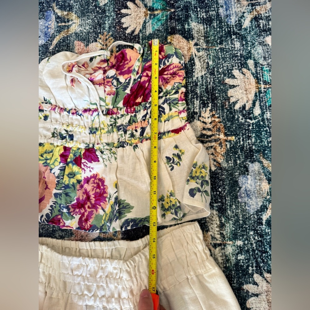 Anthropologie the Somerset Floral Linen Top & Wide Leg Pull On Pants Set - Picture 5 of 11